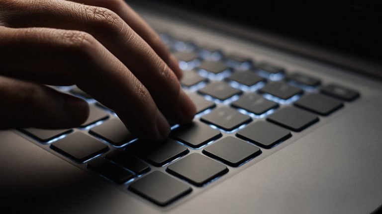 A person opening the hidden control menu inside a browser session