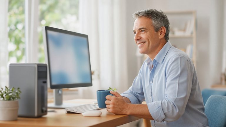 A person checking the connection details for their cloud desktop before setting up a remote desktop client